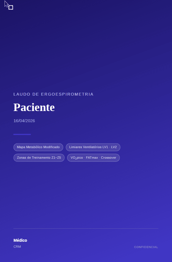 Capa do laudo de Ergoespirometria
