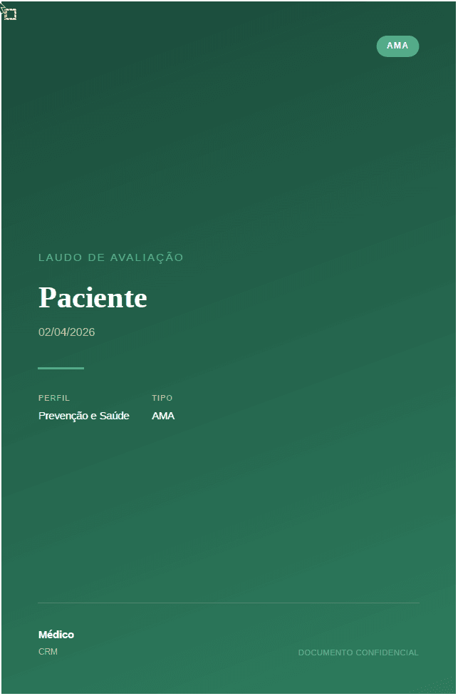 Capa do laudo de Avaliação AMC